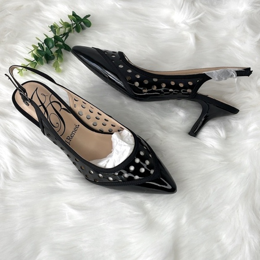 J.Renee “Adalyn” Patent Leather Kitten Heel Sling Backs - Picture 8 of 13